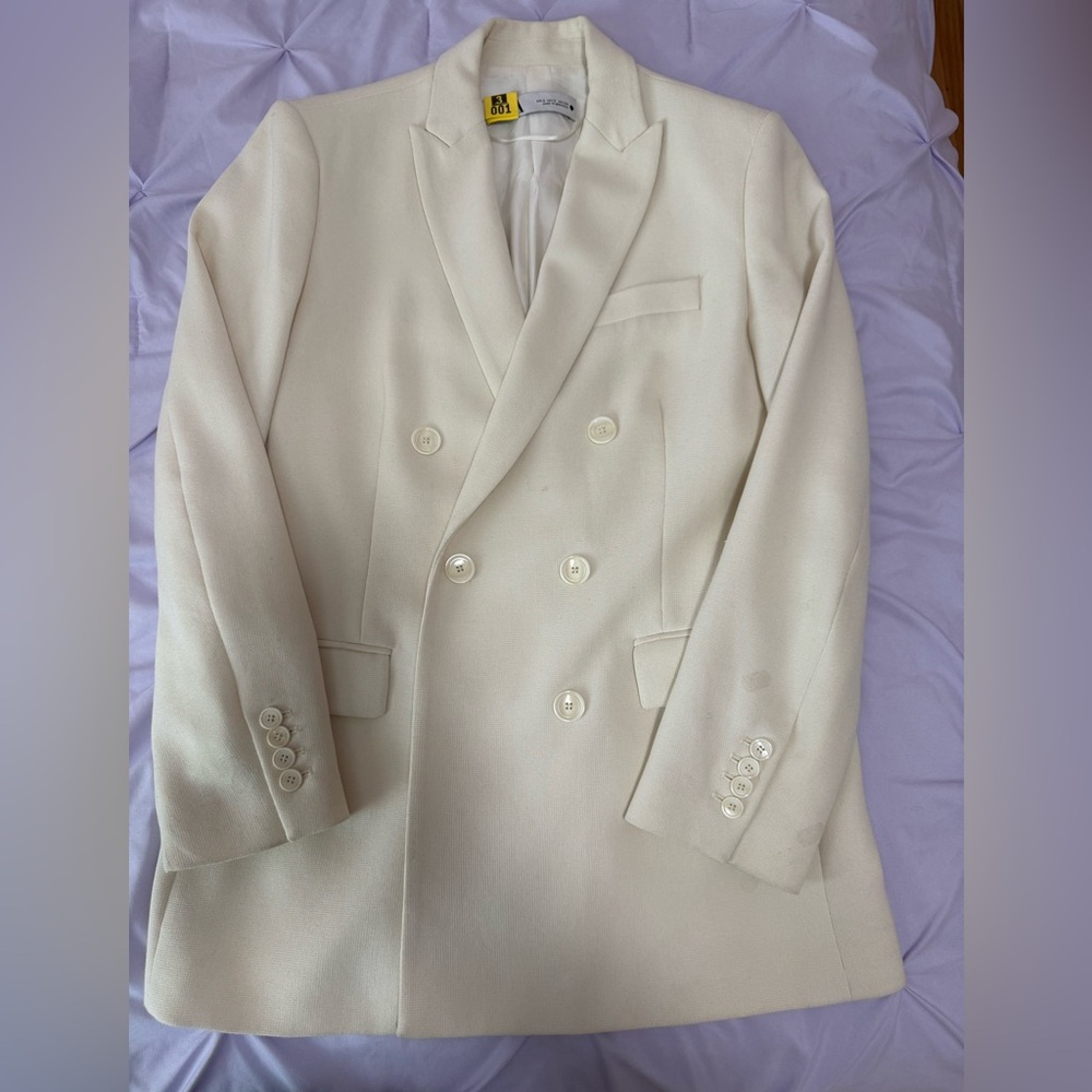 Zara oversized Cream Double-Breasted Blazer - Picture 3 of 7